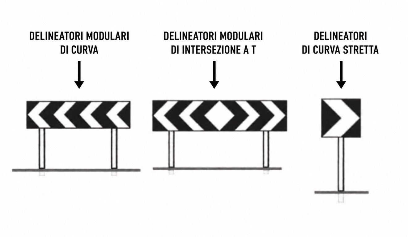 Illustrazione 1 per la sezione: Delineatori di margine, curve e intersezioni