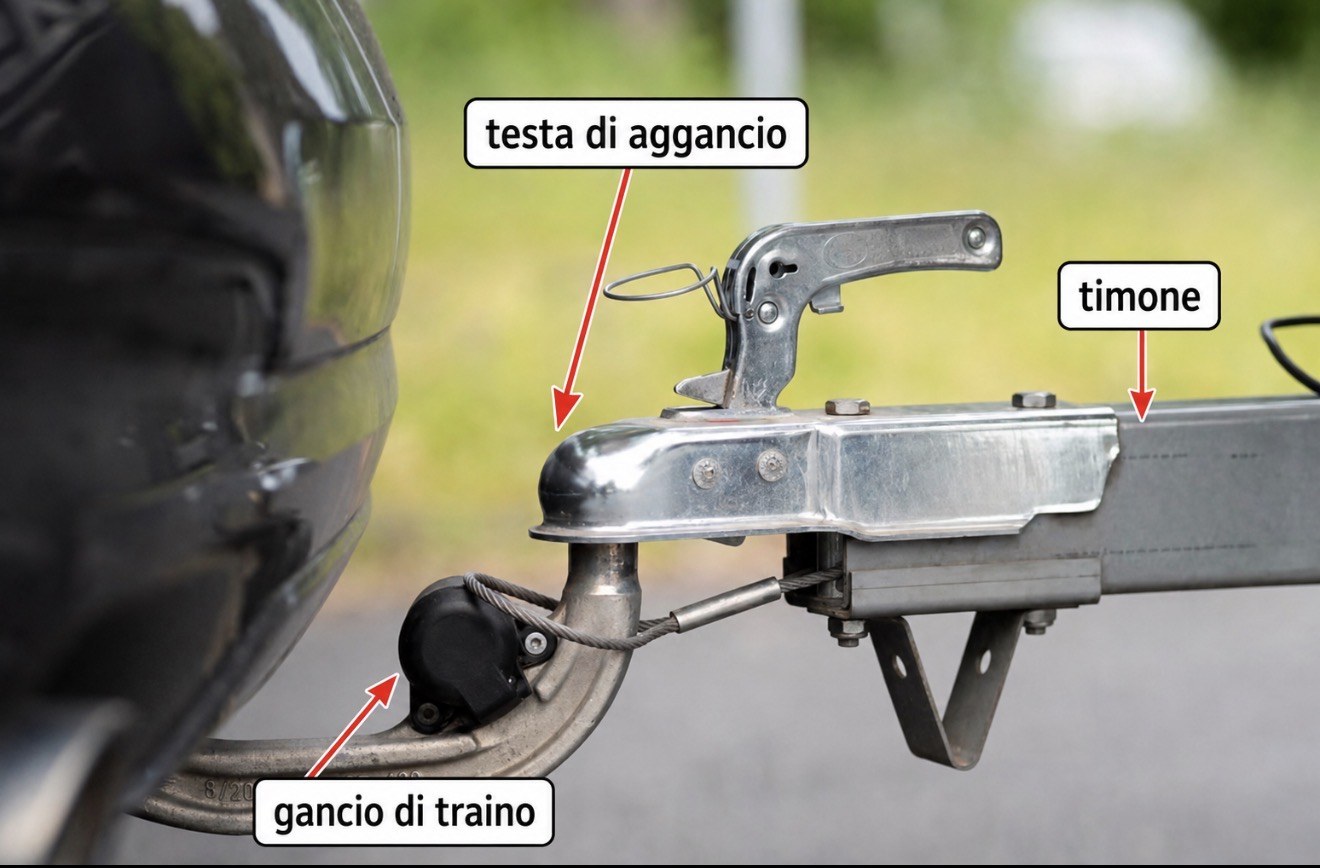 Gancio di traino e timone